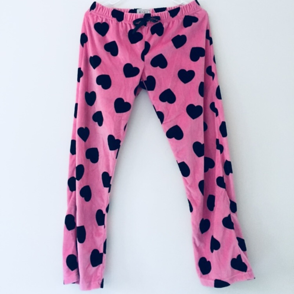 Pink and black pajama pants